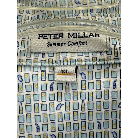 Peter Millar Summer Comfort Men's XL Short Sleeve Polo Shirt Cocktail Pattern - Picture 2 of 9